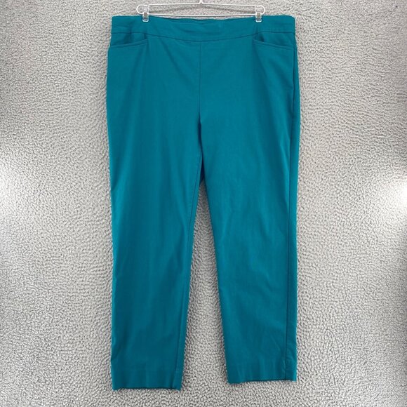 Chicos Pants Womens 4 US 20 Tall Brigitte Green Slim Ankle Pull On Stretch Knit - Picture 1 of 12